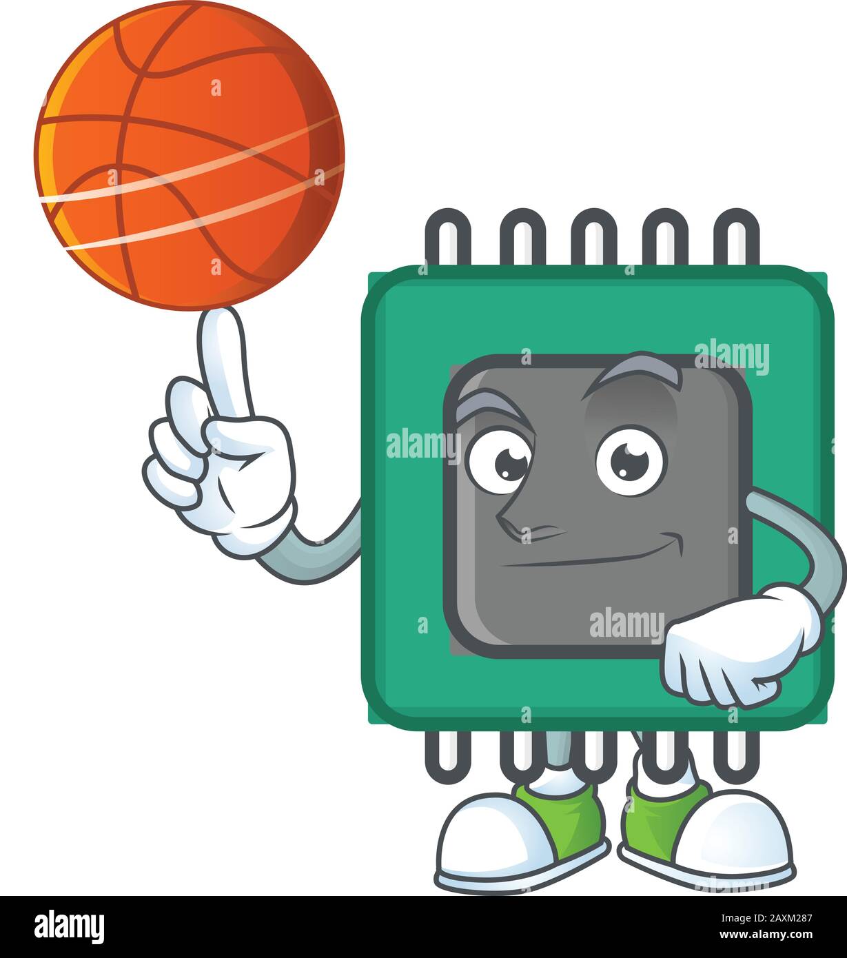 Eine starke RAM-Zeichentrickfigur mit Basketball Stock Vektor