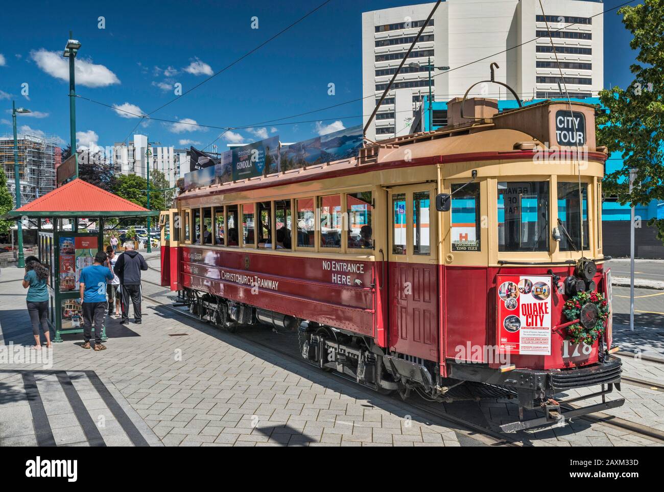 Historische Straßenbahn in Christchurch, South Island, Neuseeland Stockfoto