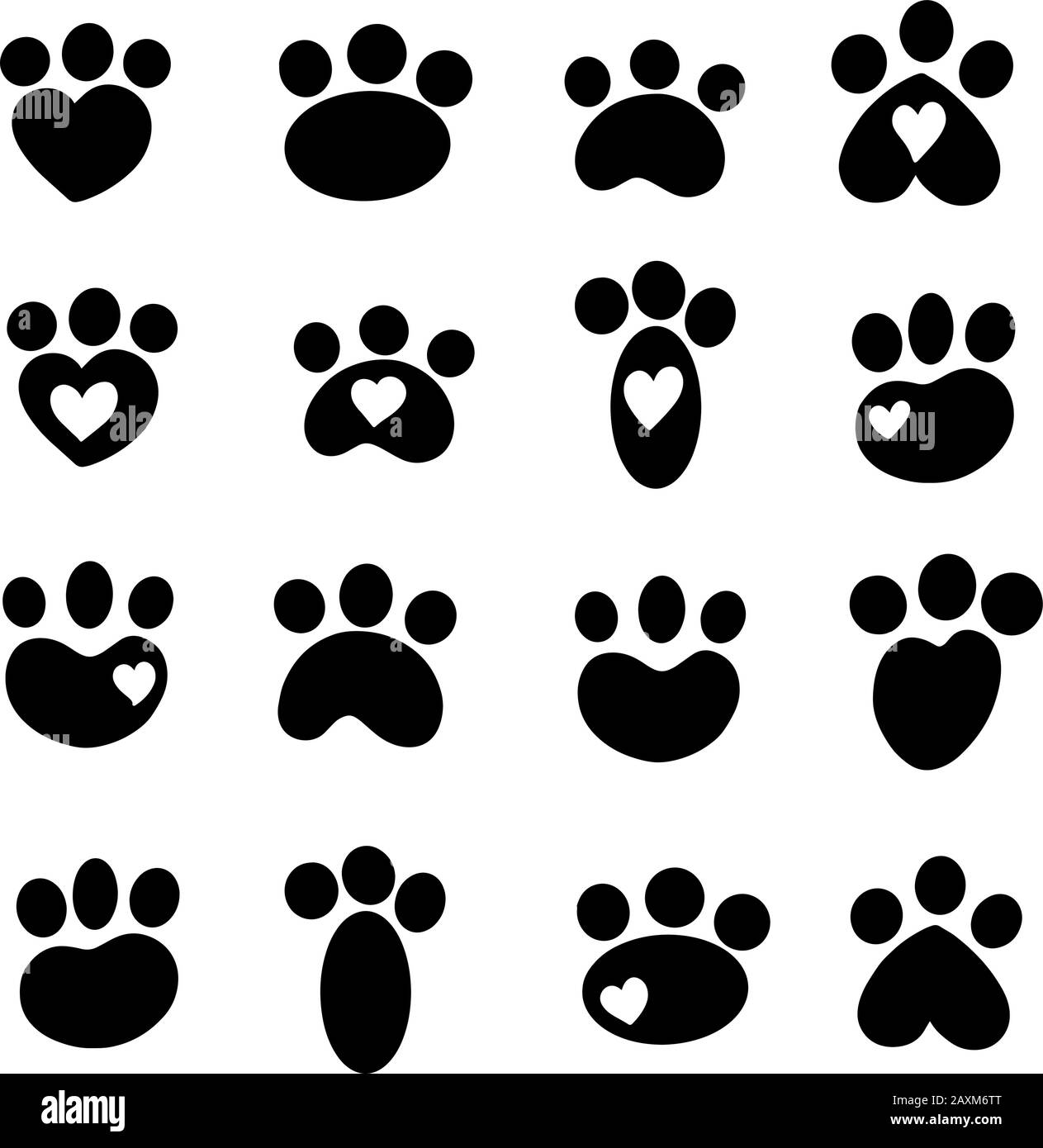 Eine Niedliche Kollektion Von Silhouettendrucken Wie Cut oder Dog Cartoon Illustration Vector Style, Einige Mit Herz Stock Vektor