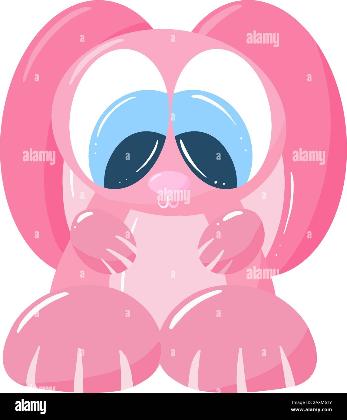 Ein Süßer Cartoon Bunny Rabbit Charakter für Ostern oder Kindergeschichte Stock Vektor