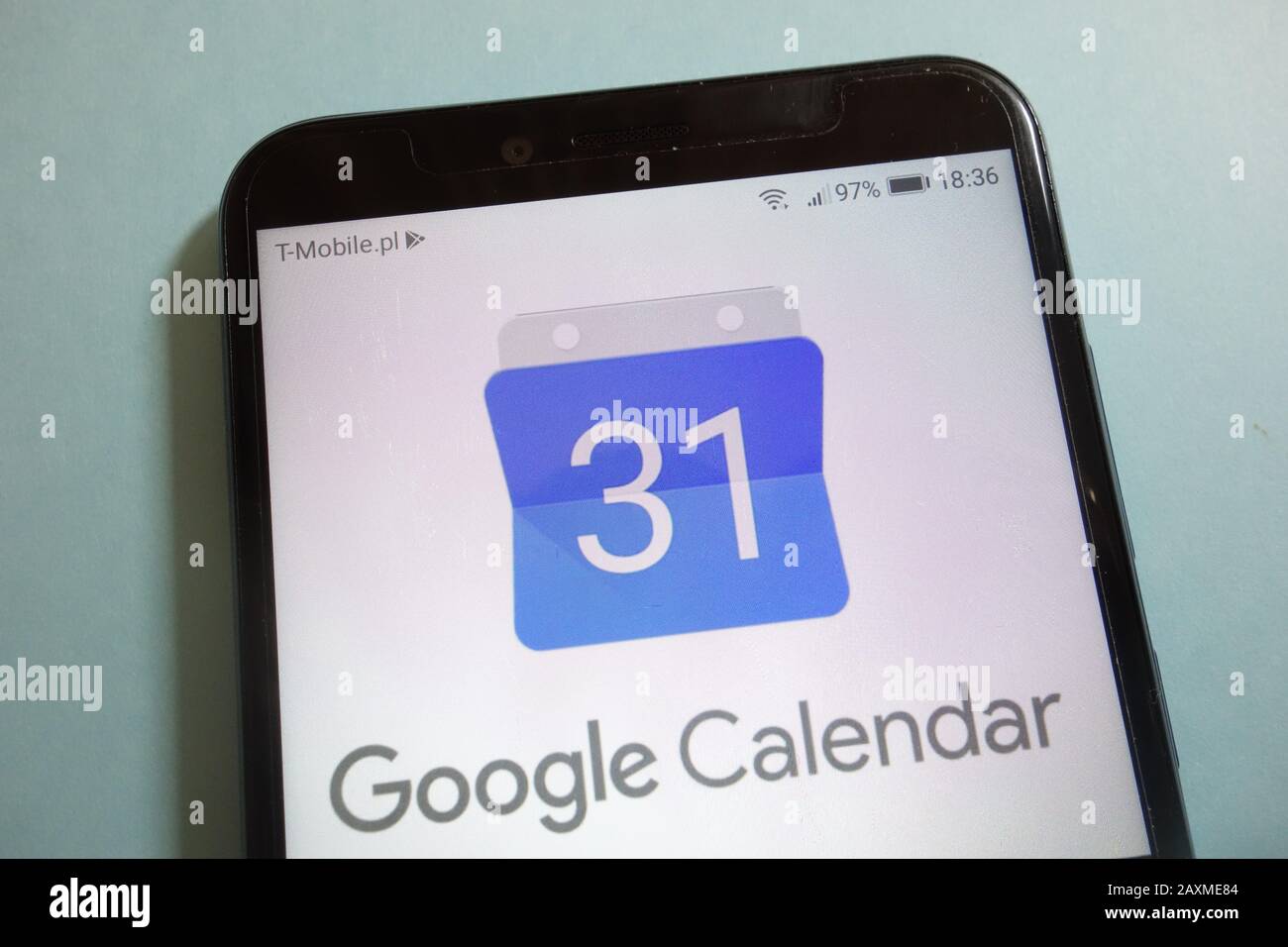 Google-Kalender-Logo auf Smartphone Stockfoto