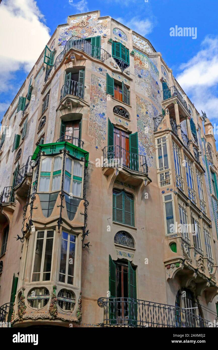 Jugendstilhaus Can Forteza Rey an der Placa del Marques del Palmer, Palma de Mallorca, Mallorca, Balearen, Spanien Stockfoto