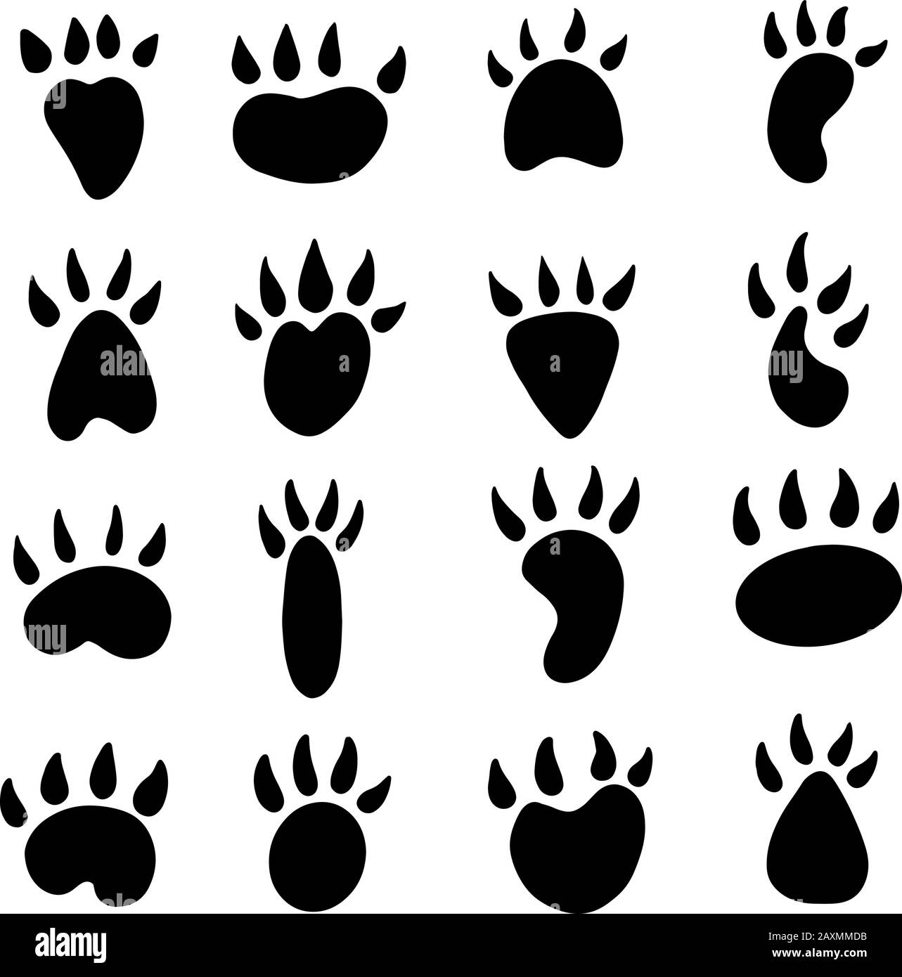 Eine Niedliche Kollektion Von Silhouettendrucken Wie Cut oder Dog Cartoon Illustration Vector Style, Einige Mit Herz Stock Vektor