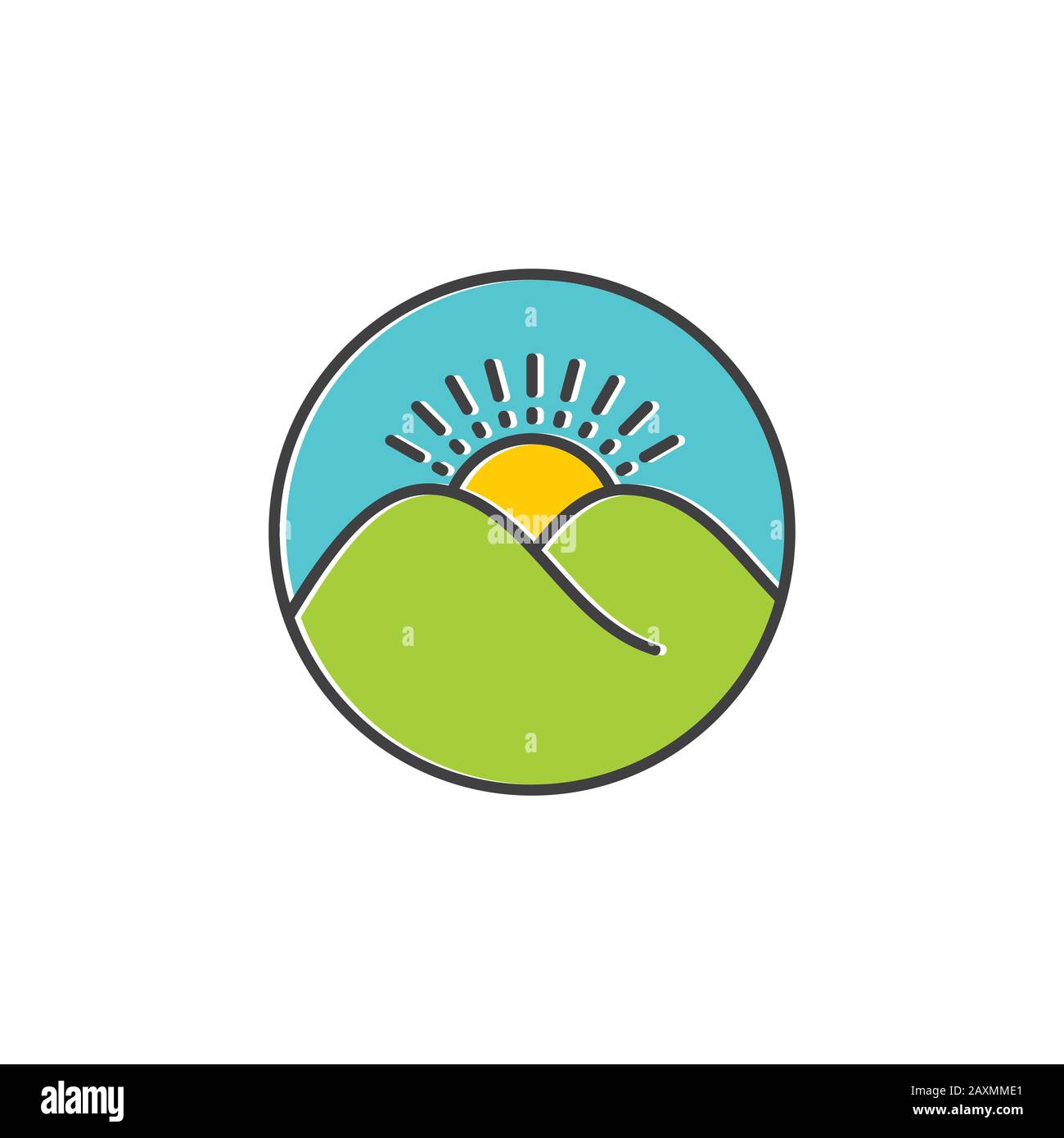 / Sunrise mountain bunte Logo Vektor Stock Vektor
