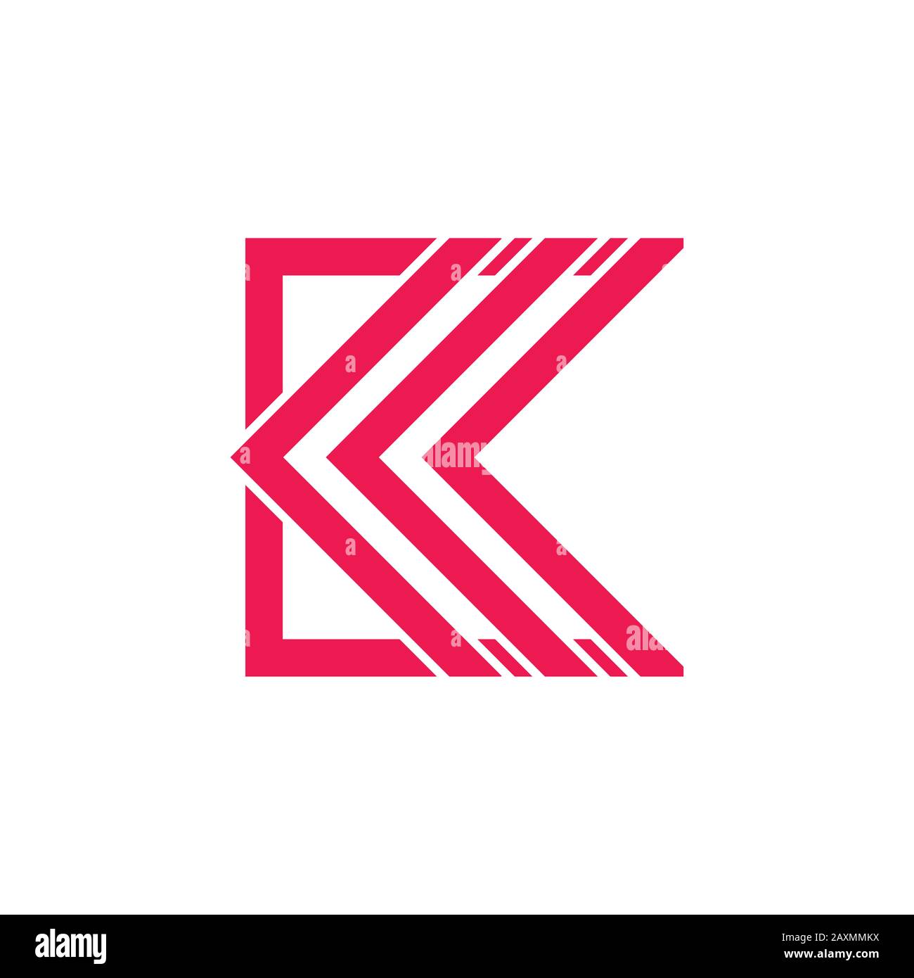 Buchstabe k Streifen geometrischer quadratischer Logo-Vektor Stock Vektor