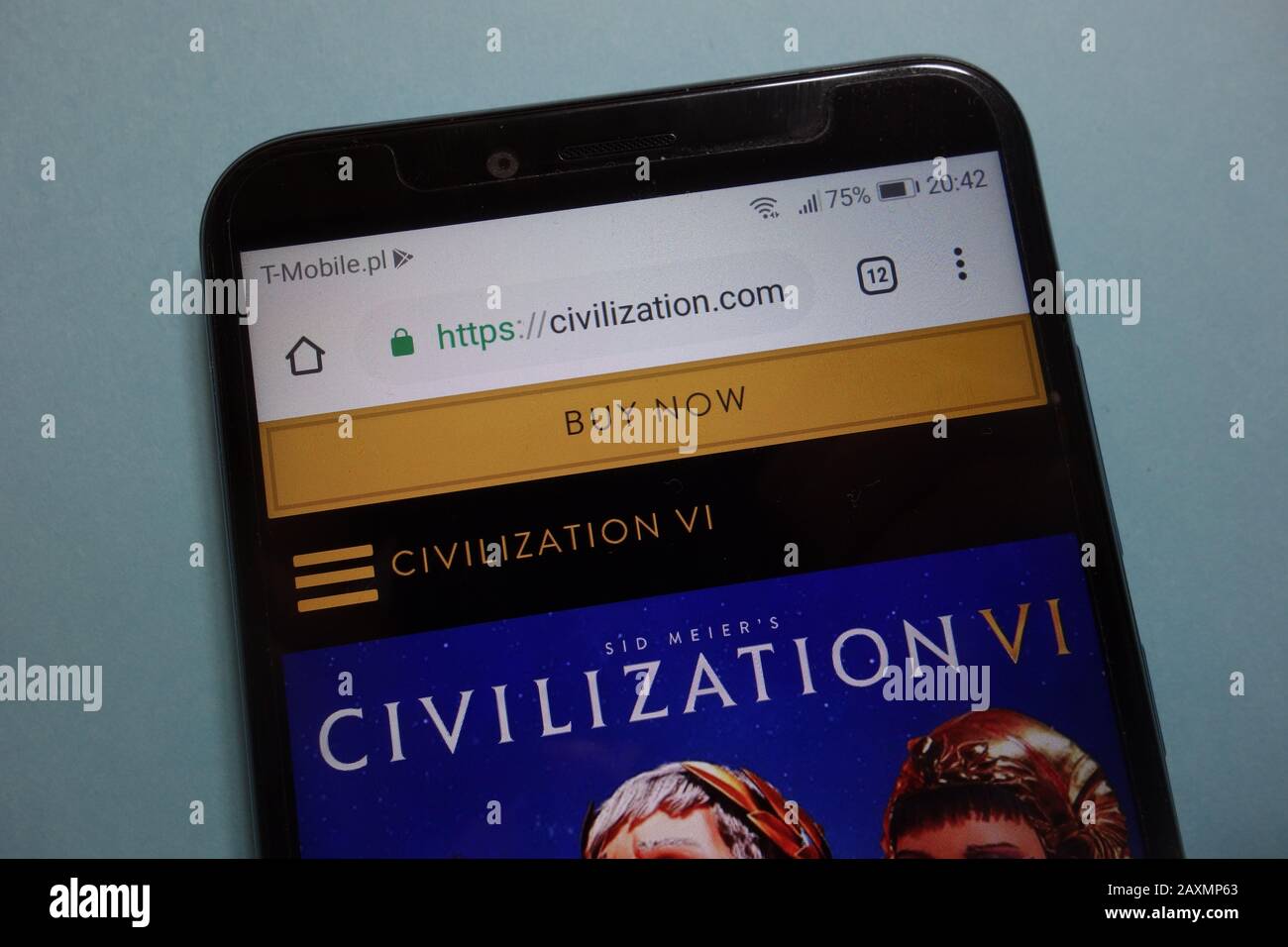 Offizielle Website von Civilization Game wird auf dem Smartphone angezeigt Stockfoto