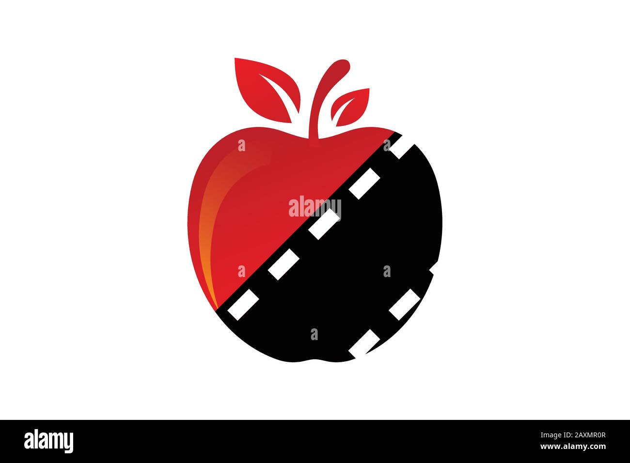 Symbol für das Logo der Apple- und Filmrolle in flachem Stil auf weißem Hintergrund Stock Vektor