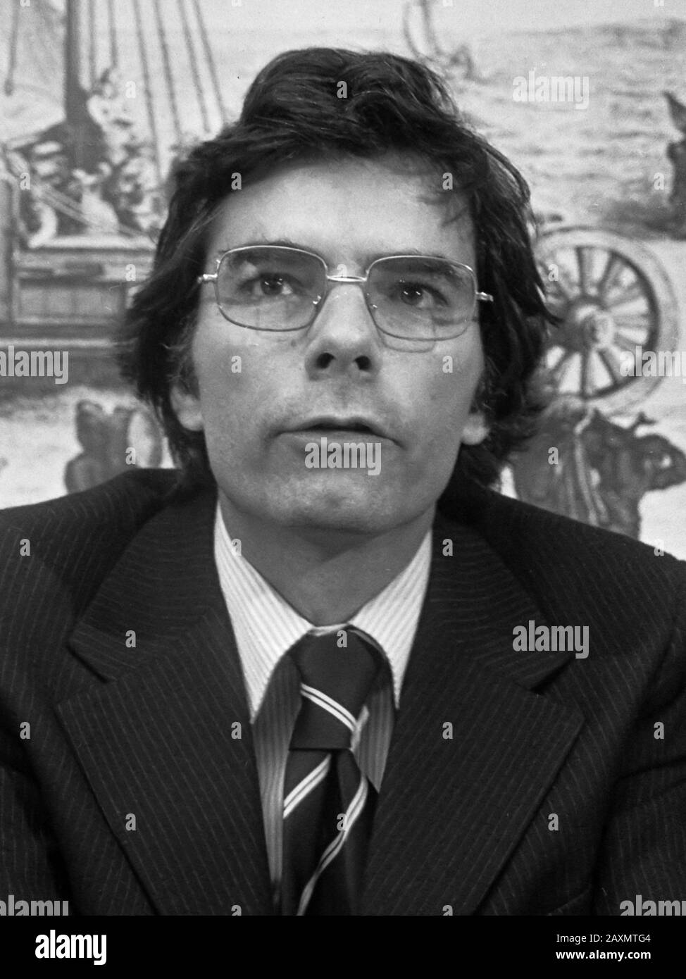 Pressekonferenz Ex-CIA-Agent Philip Agee im Zusammenhang mit der Ausweisung aus den Niederlanden; Philip Agee 19. Dezember 1977 Stockfoto