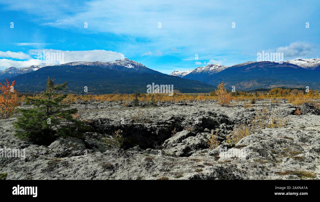 Der Nisga'a Memorial Lava Bed Provincial Park ist ein Provinzpark im Nass River Tal im Nordwesten von British Columbia, Kanada, etwa 80 km Stockfoto