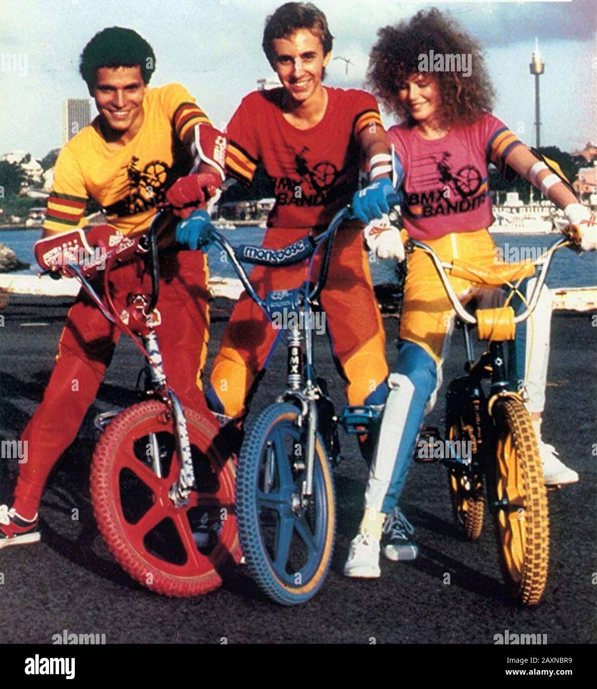 BMX BANDITEN 1983 Nilsen Premiere Film mit von links: Angelo D'Angelo, James Lugton, Nicole Kidman Stockfoto