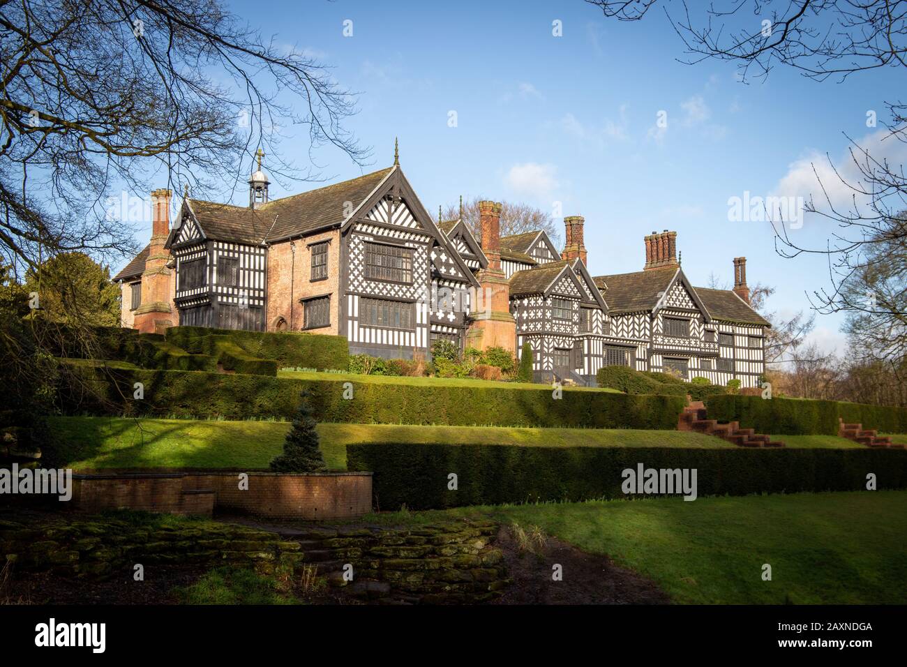 Bramall Hall Innen und Außen Stockfoto