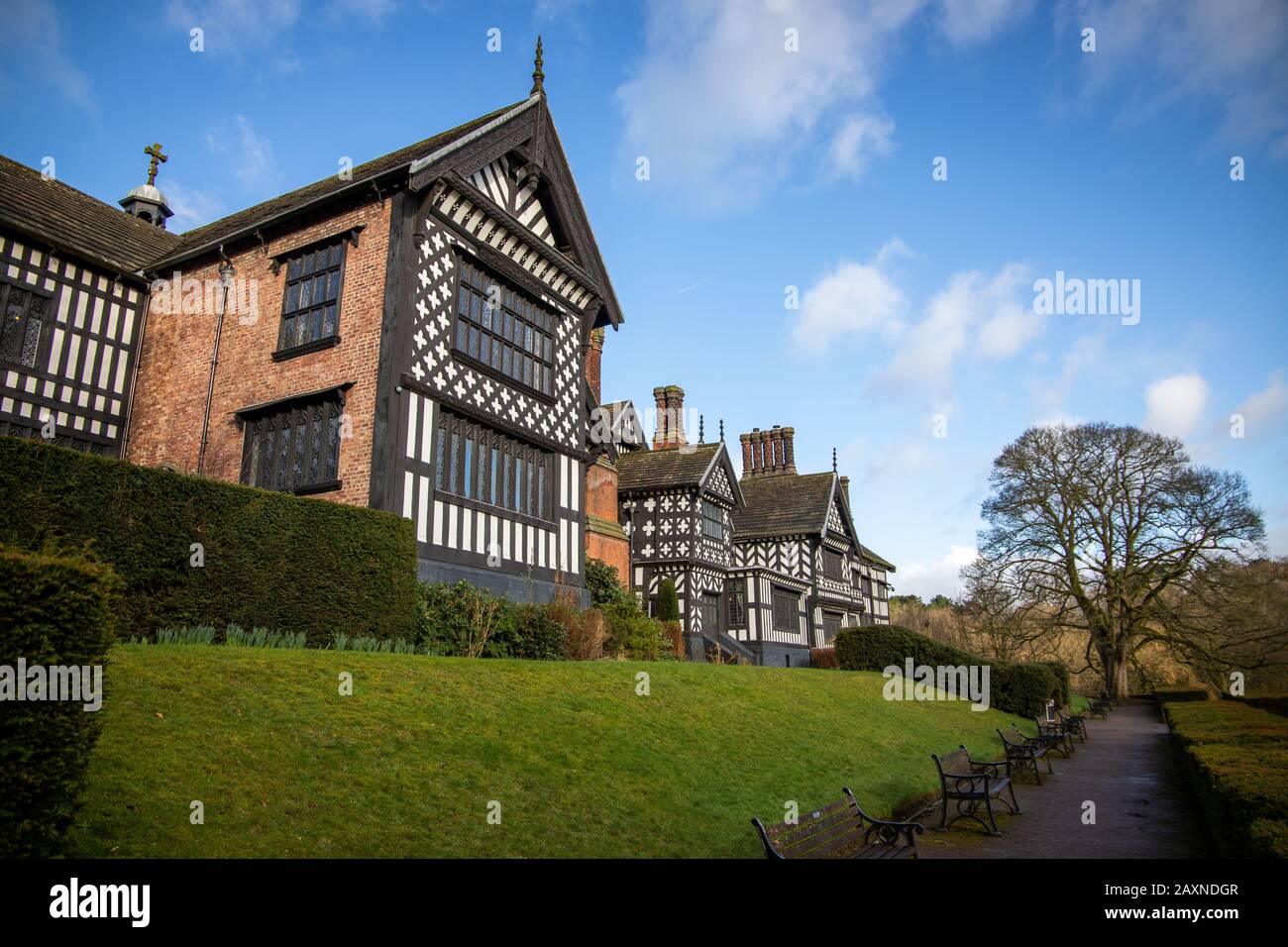 Bramall Hall Innen und Außen Stockfoto