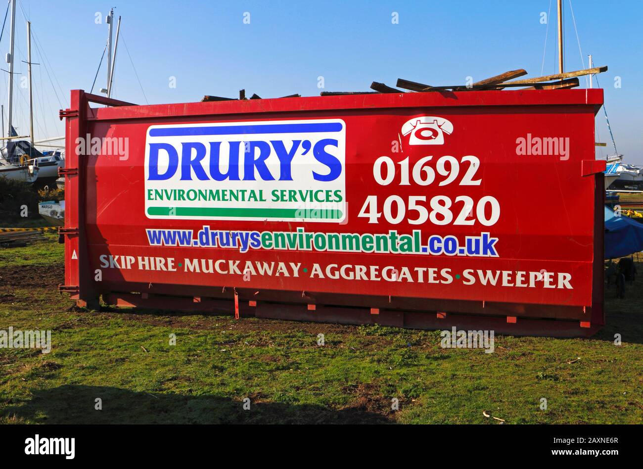 Ein Umweltdienst befindet sich in North Norfolk am Kai in Morston, Norfolk, England, Großbritannien, Europa. Stockfoto