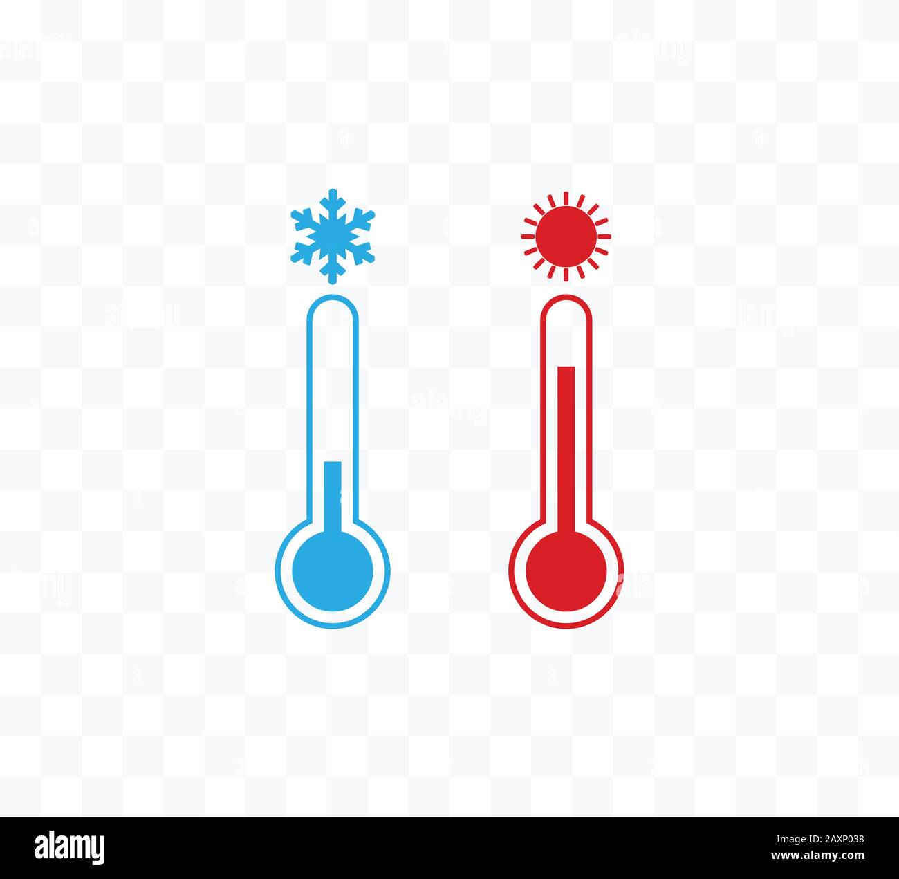 Symbol für heiße und kalte Temperatur. Vektorgrafiken, flaches Design. Stock Vektor