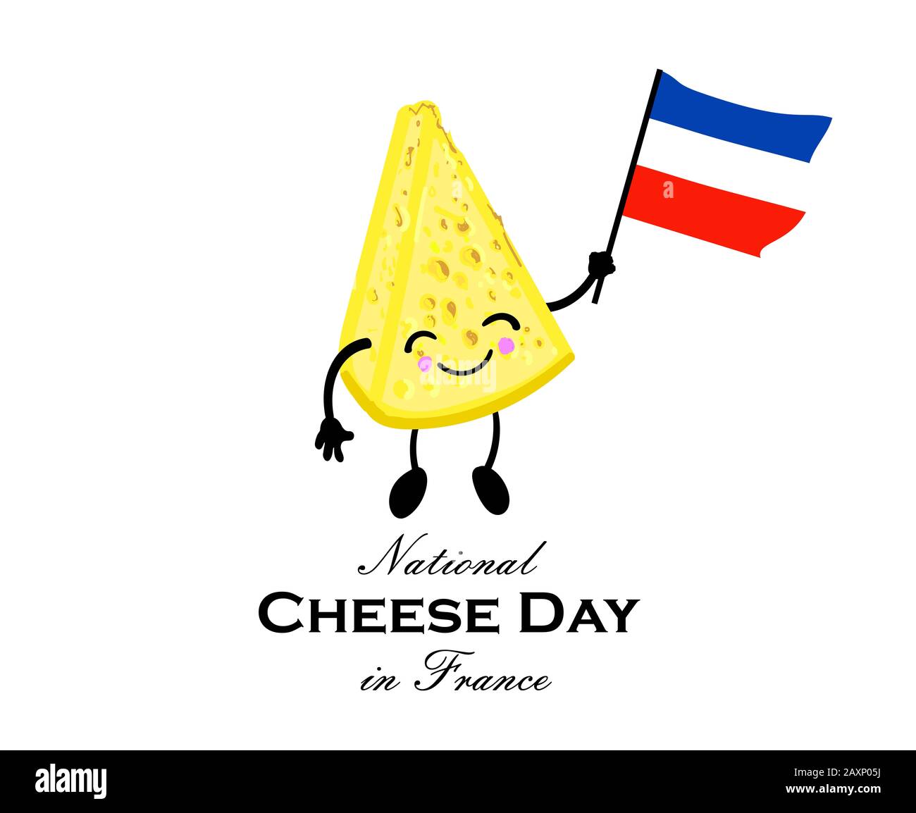 Käse Tag in Frankreich. Nationalfeiertag von Käse. Cute Charakter mit ...