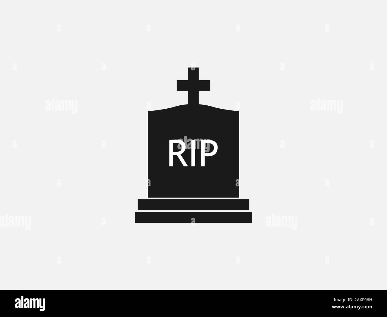 Grabstein, Friedhof, Längssymbol. Vektorgrafiken, flaches Design. Stock Vektor