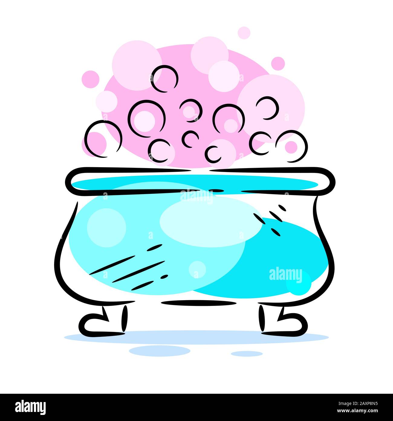 Wannen-Whirlpool Mit Seifenlaugen Und Blasen. Whirlpool Entspannung. Abbildung Geeignet Für Grußkarten-, Poster- Oder T-Shirt-Druck. Stock Vektor