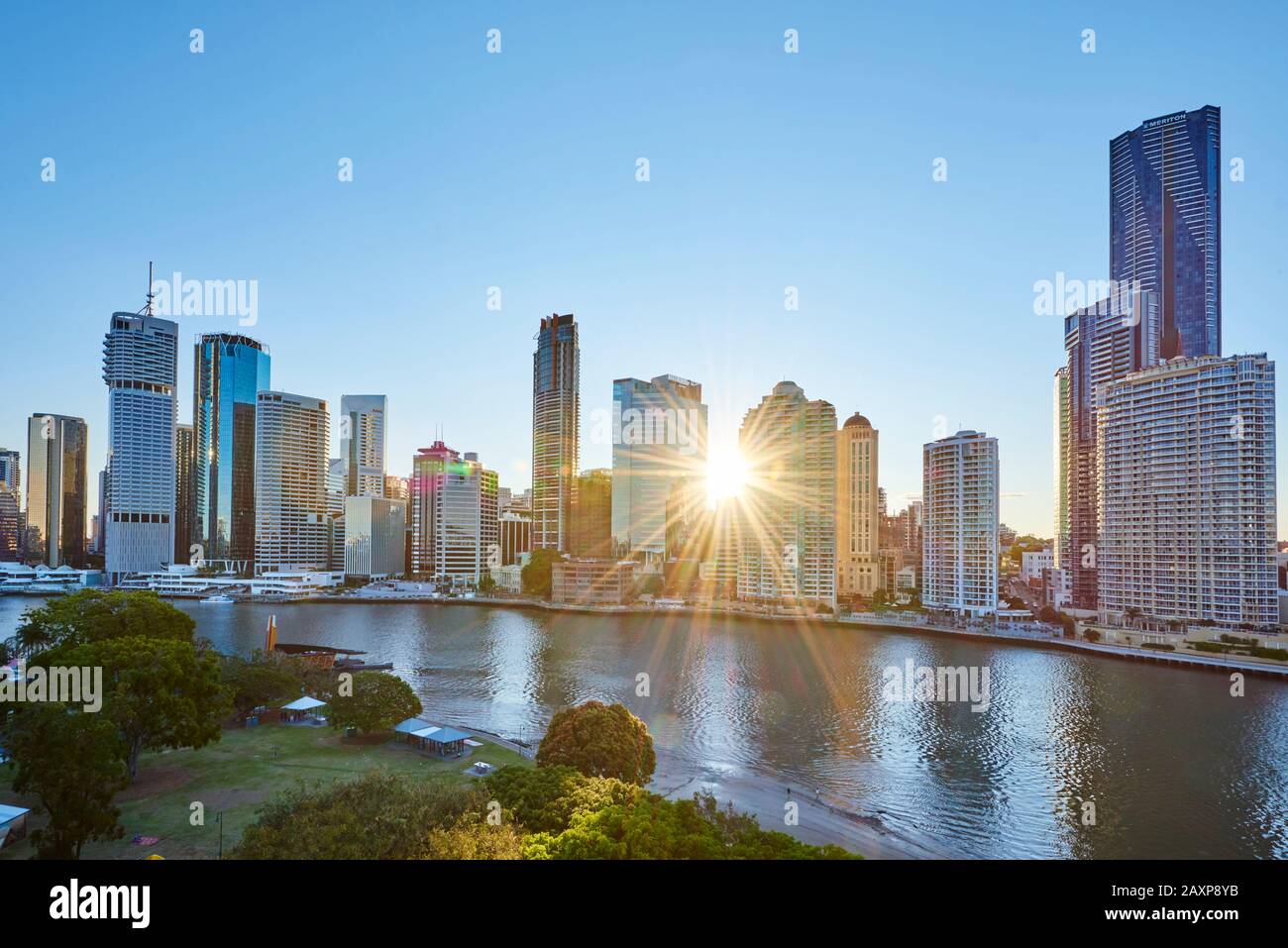 Landschaft, Skyline, Brisbane River, Kangaroo Point Cliffs, Brisbane, Queensland, Australien, Oceania Stockfoto