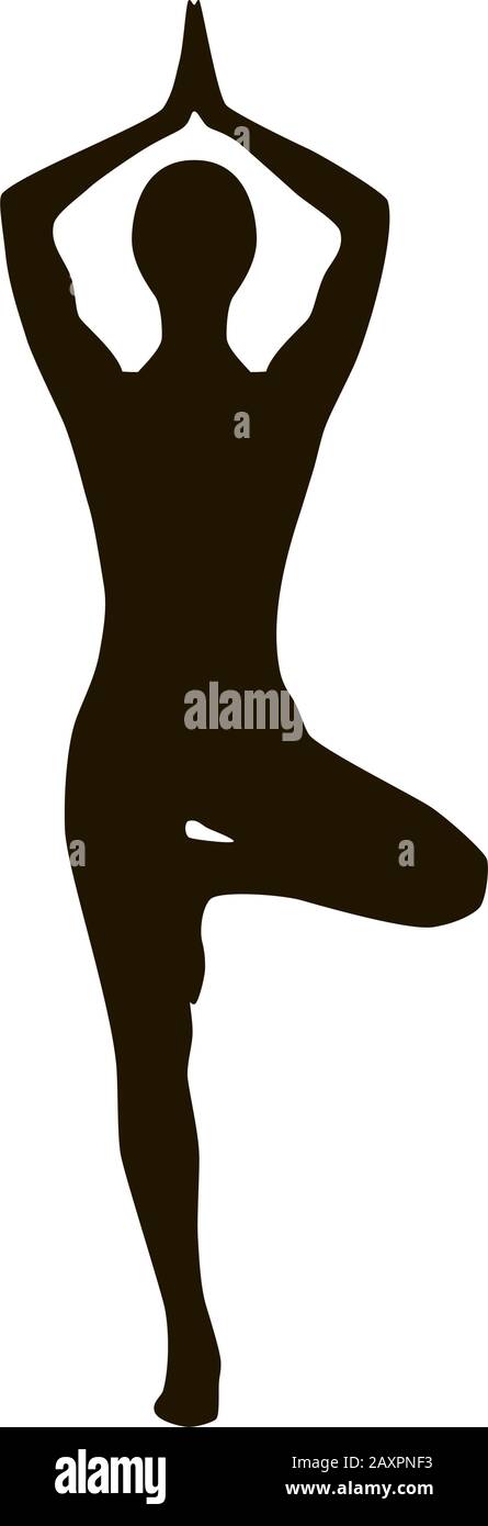 Symbol für Yoga-Vektor-Silhouette in Baumform. Wellness-Symbol Stock Vektor