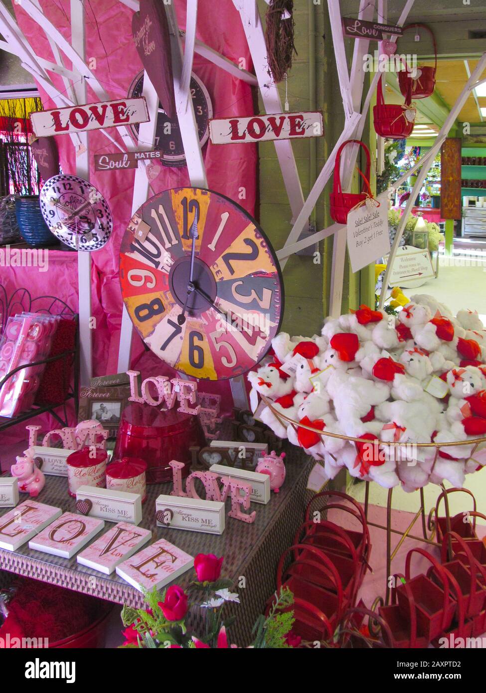 Typische Valentinstag Dekorationen in New Jersey Stockfoto