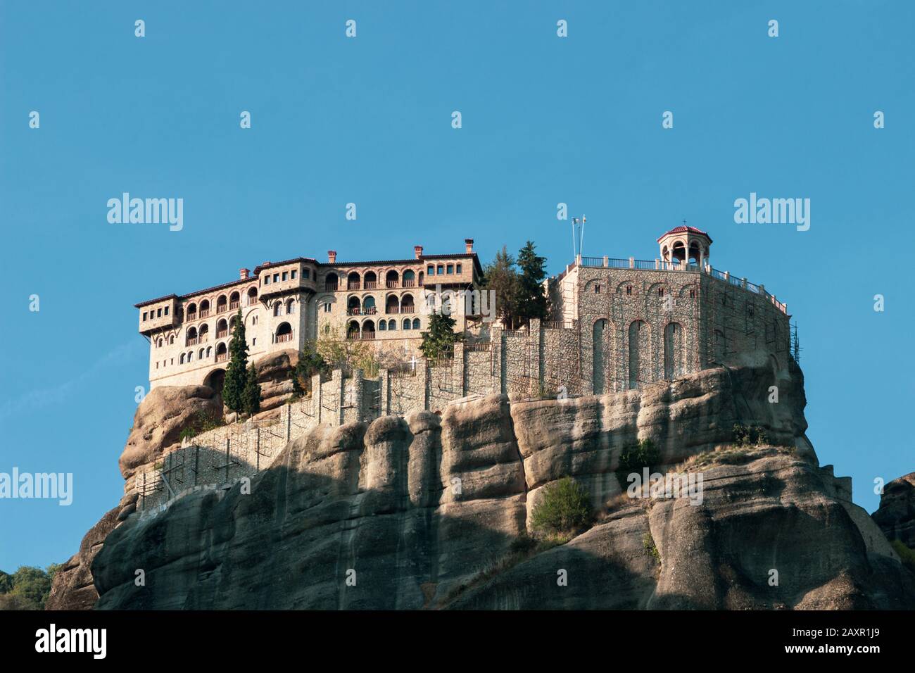 Griechenland Meteora, Kloster der Heiligen Dreifaltigkeit. UNESCO-Weltkulturerbe Stockfoto