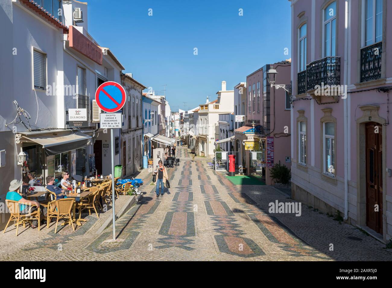 Fußgängerzone im historischen Zentrum, Lagos, Algarve, Faro Viertel, Portugal Stockfoto
