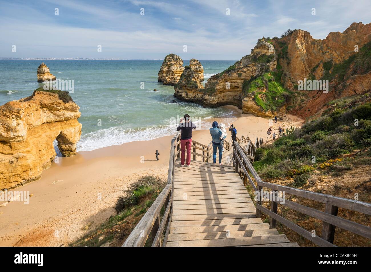 Praia do Camilo in der Nähe von Lagos, Atlantik, Algarve, Bezirk Faro, Portugal Stockfoto