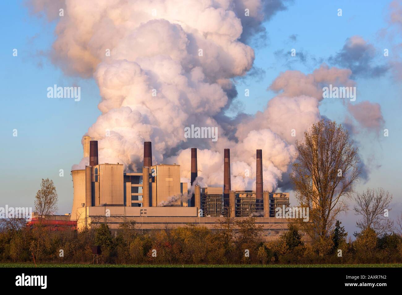 RWE Power AG, Kraftwerk Neurath, Braunkraftwerk, Dampfkamine, Kohleausstieg, Neurath, rheinisches Braunbaugebiet, Nord-Rhein-Westphal Stockfoto