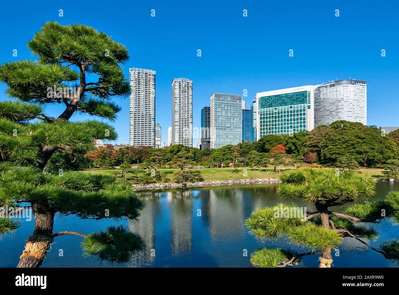 Japanische Gärten Hamarikyu Gärten Tokyo Japan City Park Hama Rikyu Stockfoto