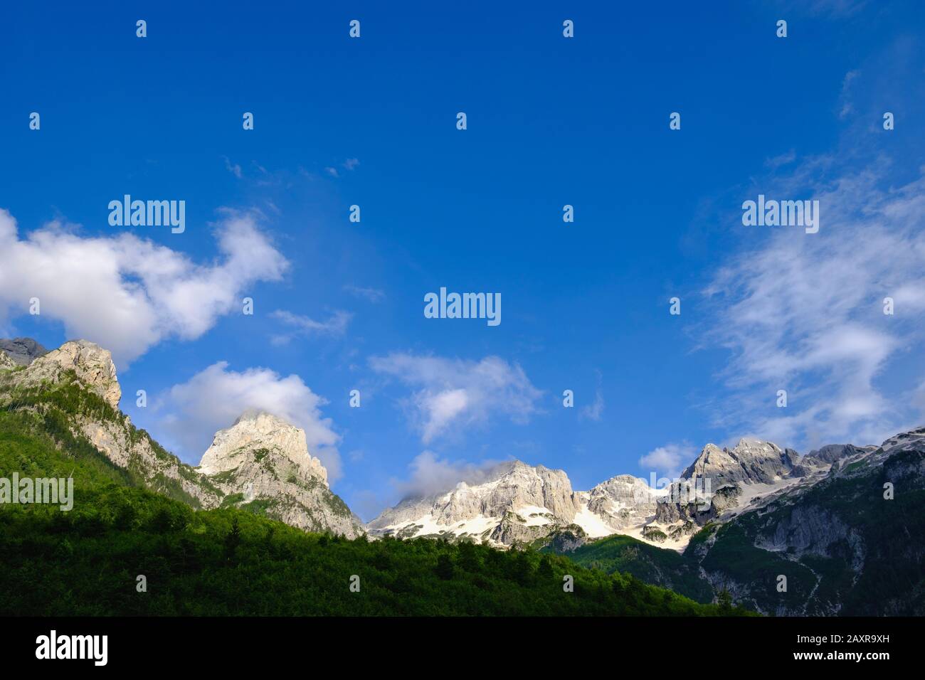 Berge von Valbona Valbona, Nationalpark, Valbona Tal, Albanischen Alpen, Prokletije, Qar Kukes, Albanien Stockfoto