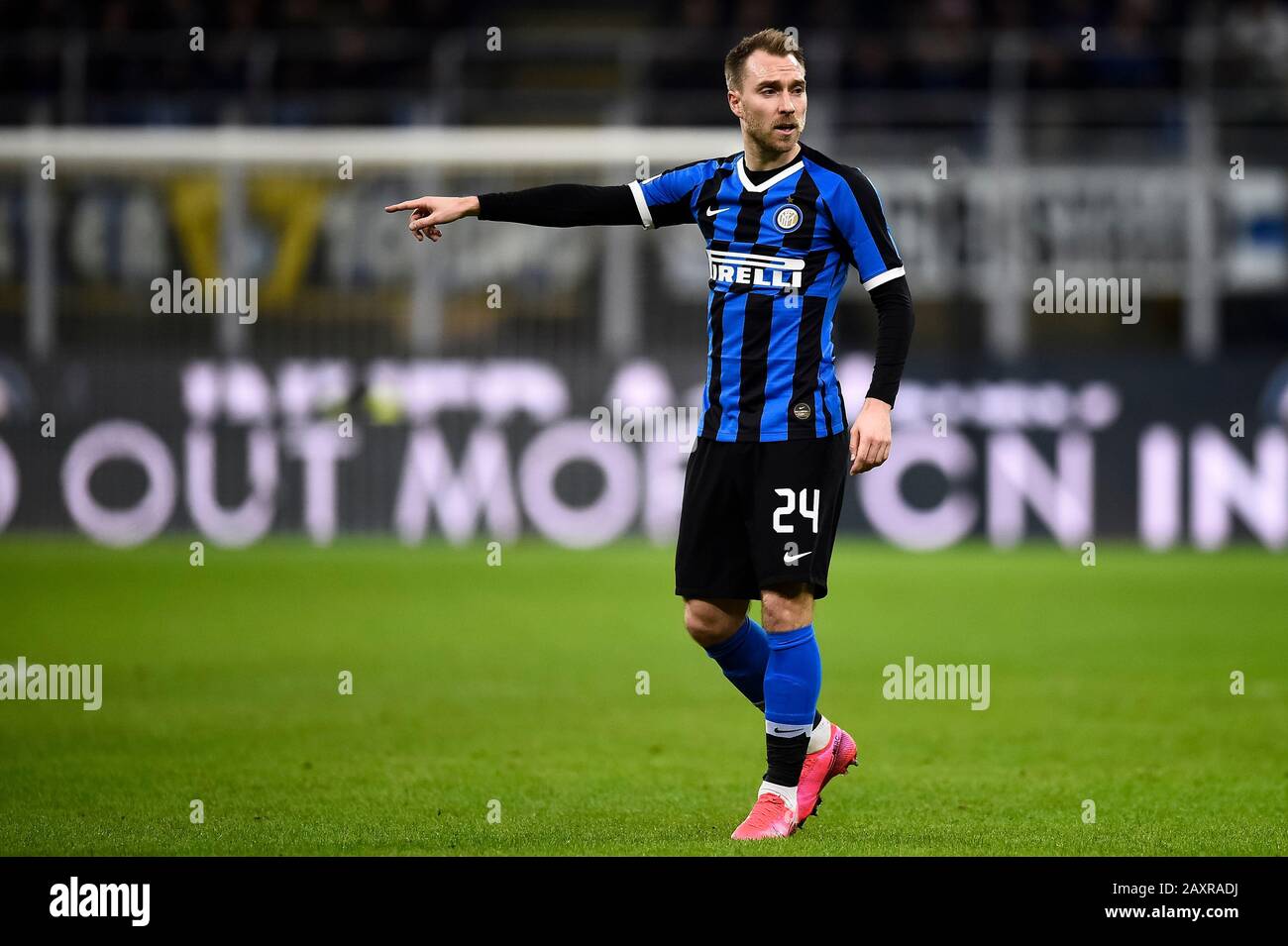 Mailand, Italien - 12. Februar 2020: Christian Eriksen vom FC Internazionale Gesten beim Coppa Italia Halbfinal-Fußballspiel zwischen dem FC Internazionale und dem SSC Neapel. SSC Neapel gewann 1:0 über den FC Internazionale. Kredit: Nicolò Campo/Alamy Live News Stockfoto