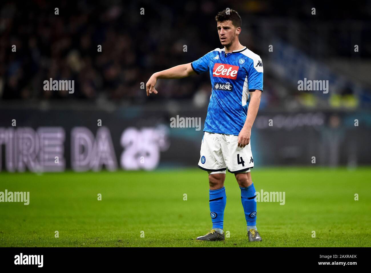 Mailand, Italien - 12. Februar 2020: Diego Demme vom SSC Neapel Gesten während des Coppa Italia Halbfinal-Fußballspiels zwischen dem FC Internazionale und dem SSC Neapel. SSC Neapel gewann 1:0 über den FC Internazionale. Kredit: Nicolò Campo/Alamy Live News Stockfoto