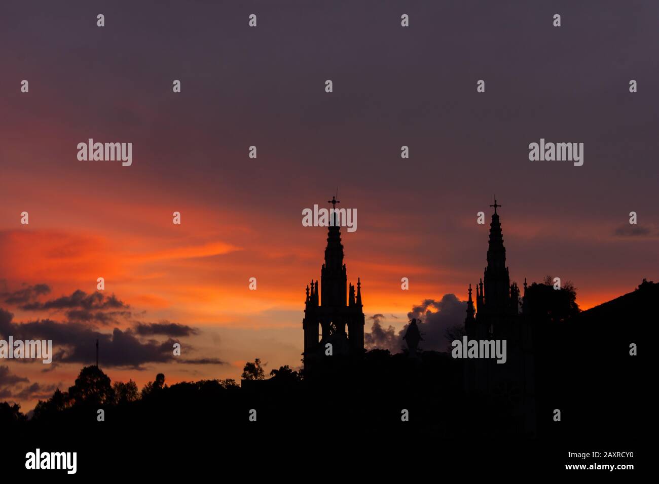 Sonnenuntergang, Gothic Silhouette Stockfoto