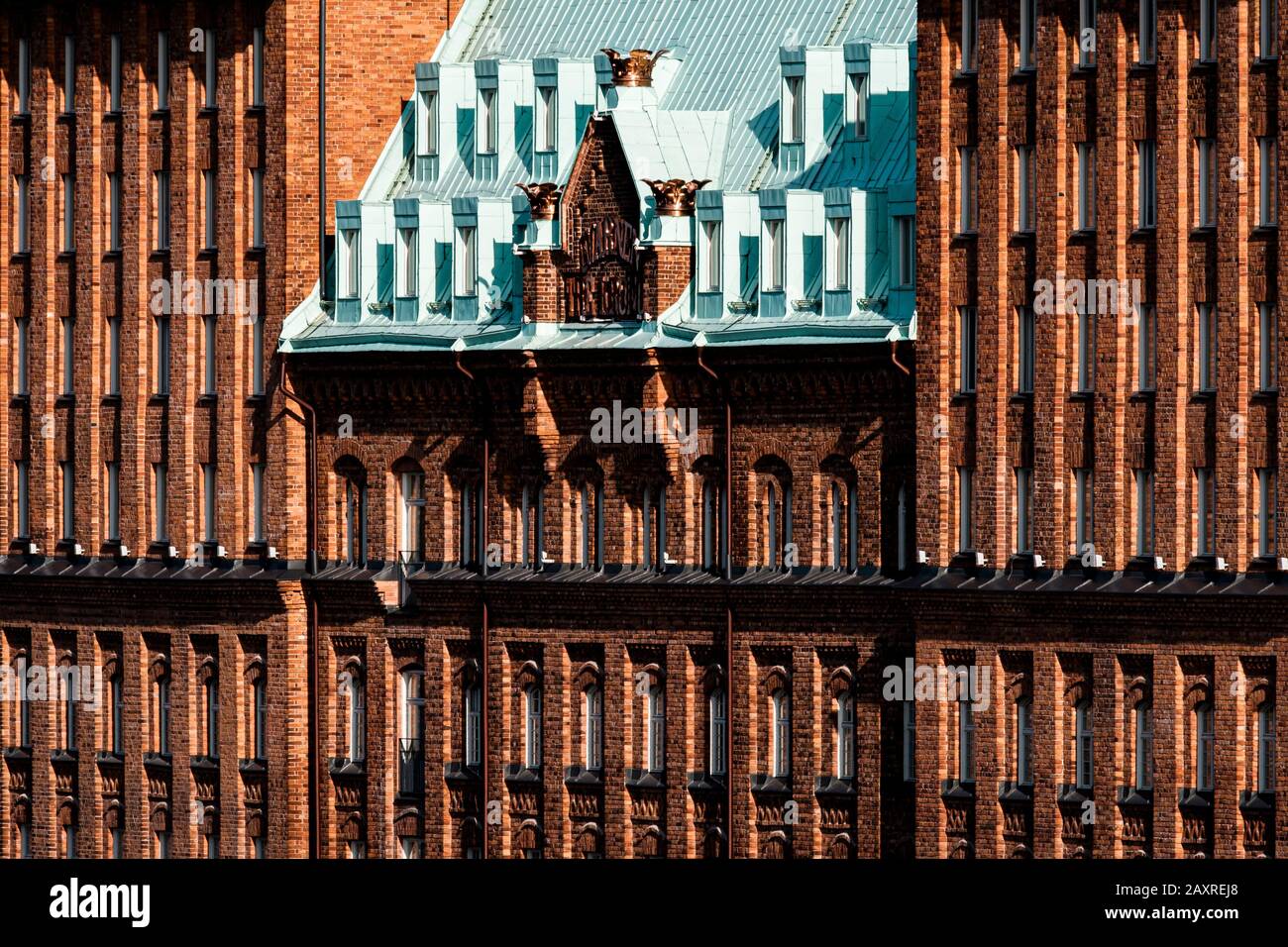 Seitenansicht eines Handelsbüros in Stockholm Stockfoto