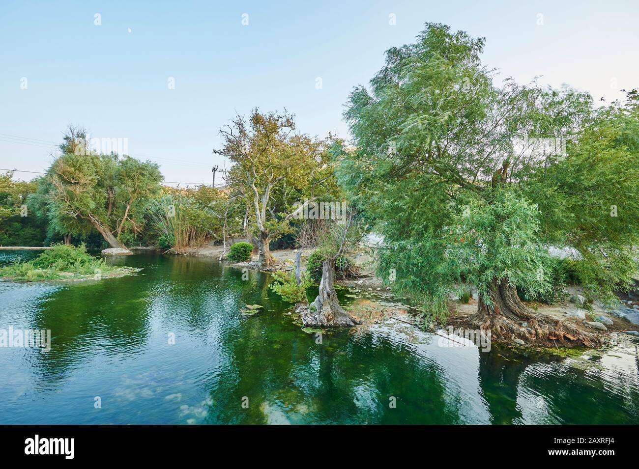 Landschaft aus der Lagune von Preveli, Teich, Crete, Griechenland Stockfoto