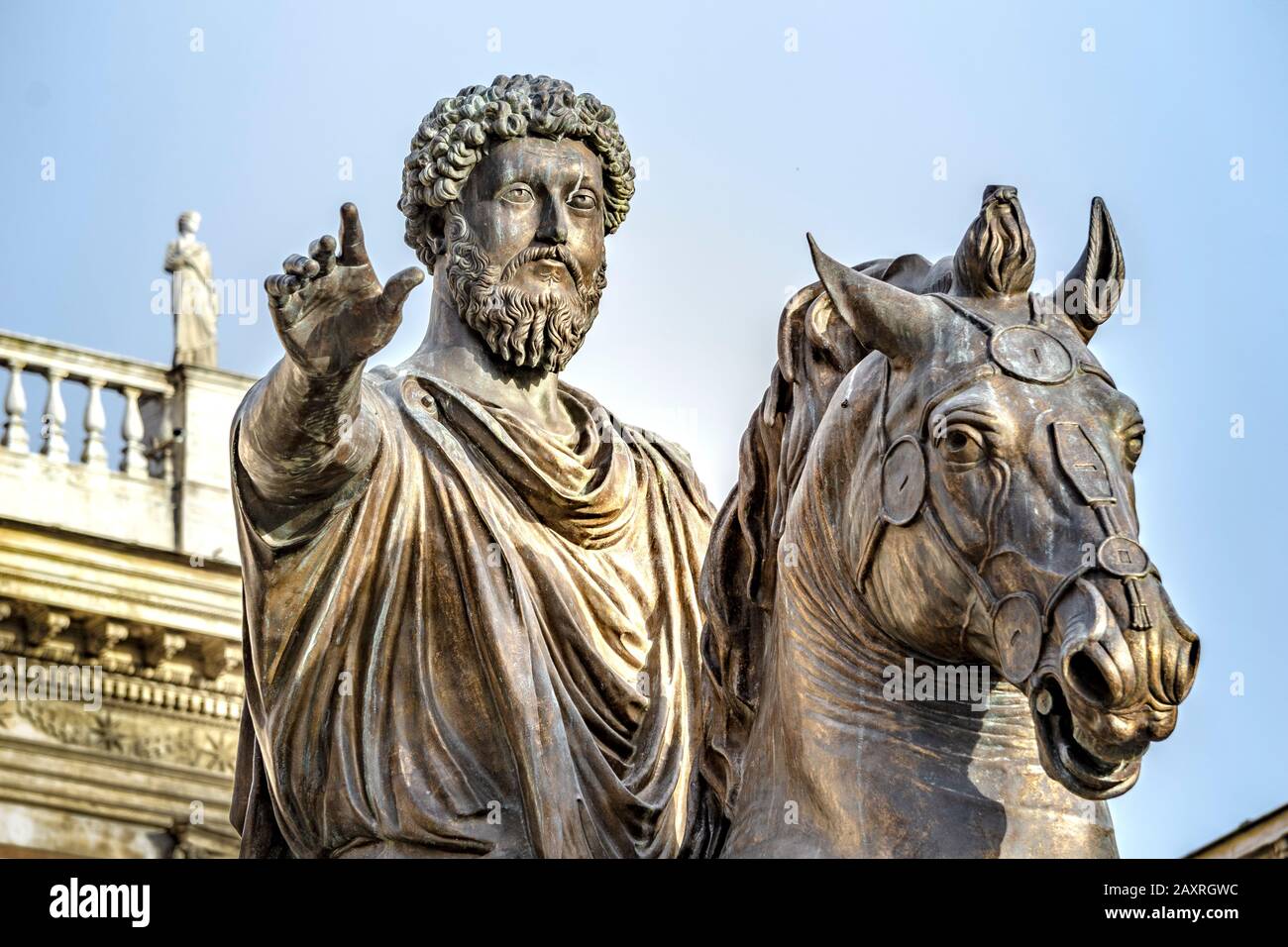 Statue Marc Aurel Kapitol in Rom, Latium, Italien Stockfoto