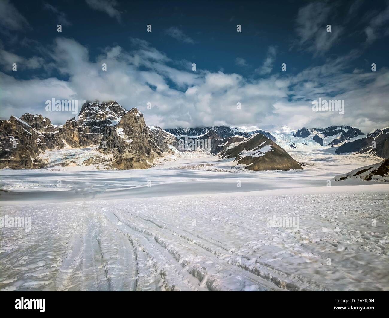 Panoramablick auf die Berge des Himalaya, den Mount Everest und den Khumbu-Gletscher von Kala Patthar - Weg zum Basislager Everest, Khumbu-Tal, Sagarmatha-Nation Stockfoto