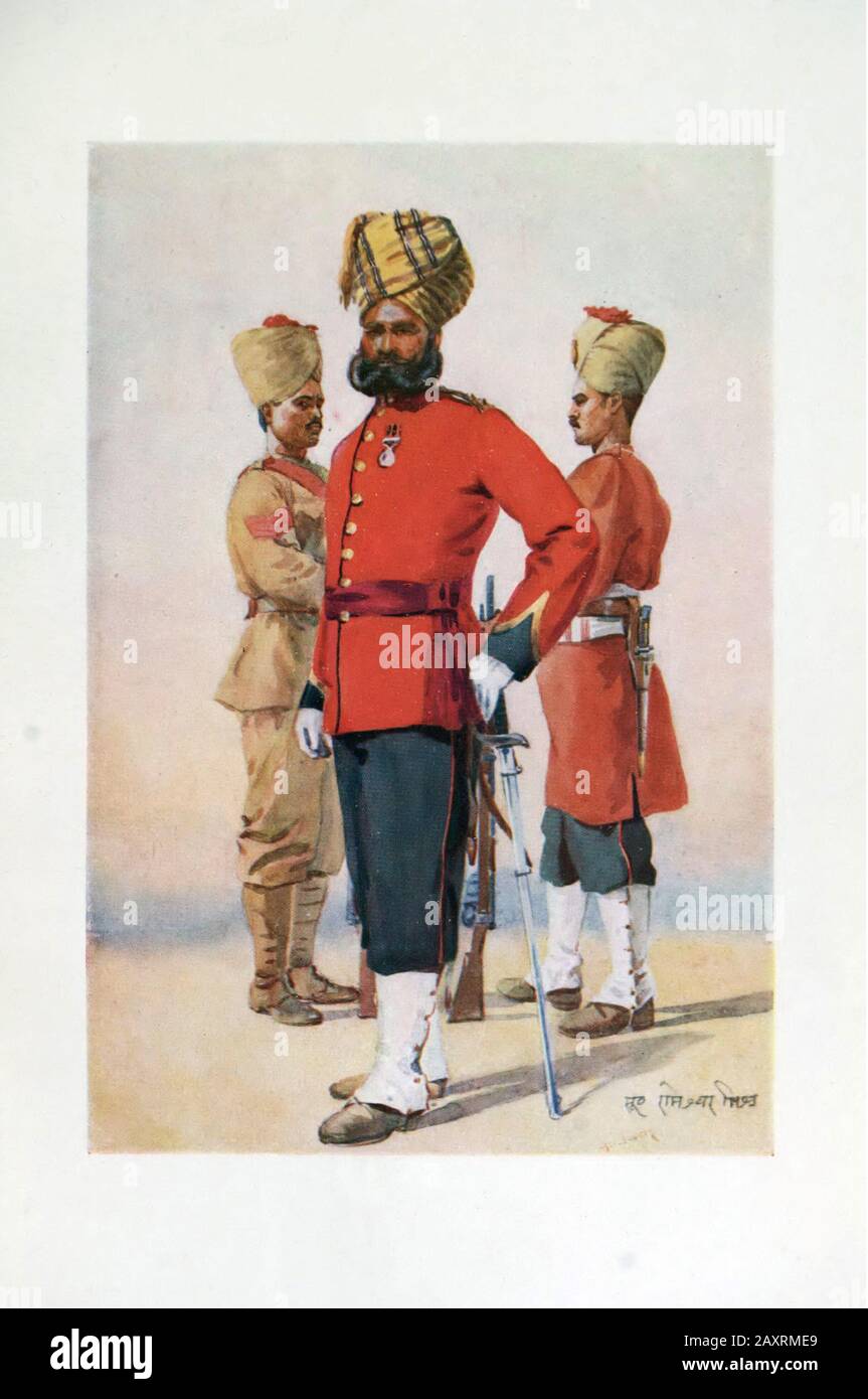 Armeen Indiens. Von Major A.C. Lovett. London. 1911. 1. Und 3. Brahmanischer Subadar/brahmanischer der Provinzen Oudh und Nord-West Stockfoto