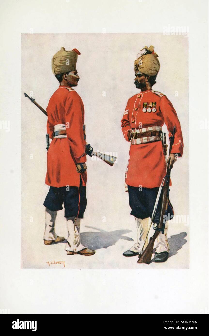 Armeen Indiens. Von Major A.C. Lovett. London. 1911 102. Eigene Grenzer von König Edward. 101. Grenadiers Nair Stockfoto