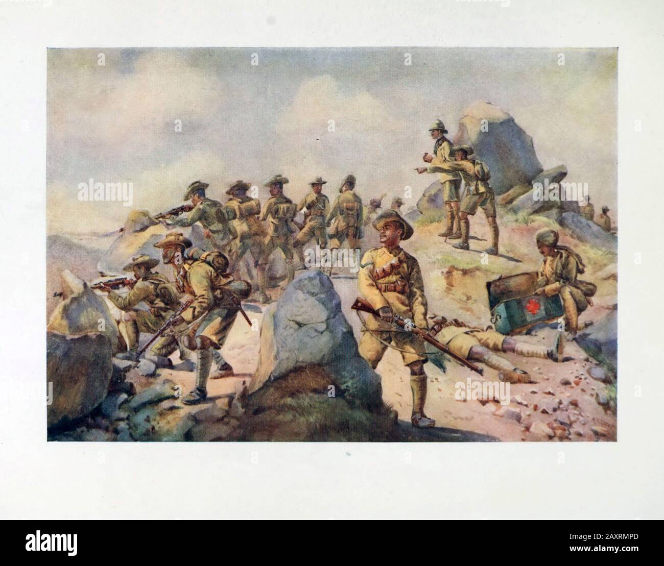 Armeen Indiens. Von Major A.C. Lovett. London. 1911. Gurkha-Gewehre. "Eine Aktion des Rückschutzes". Stockfoto