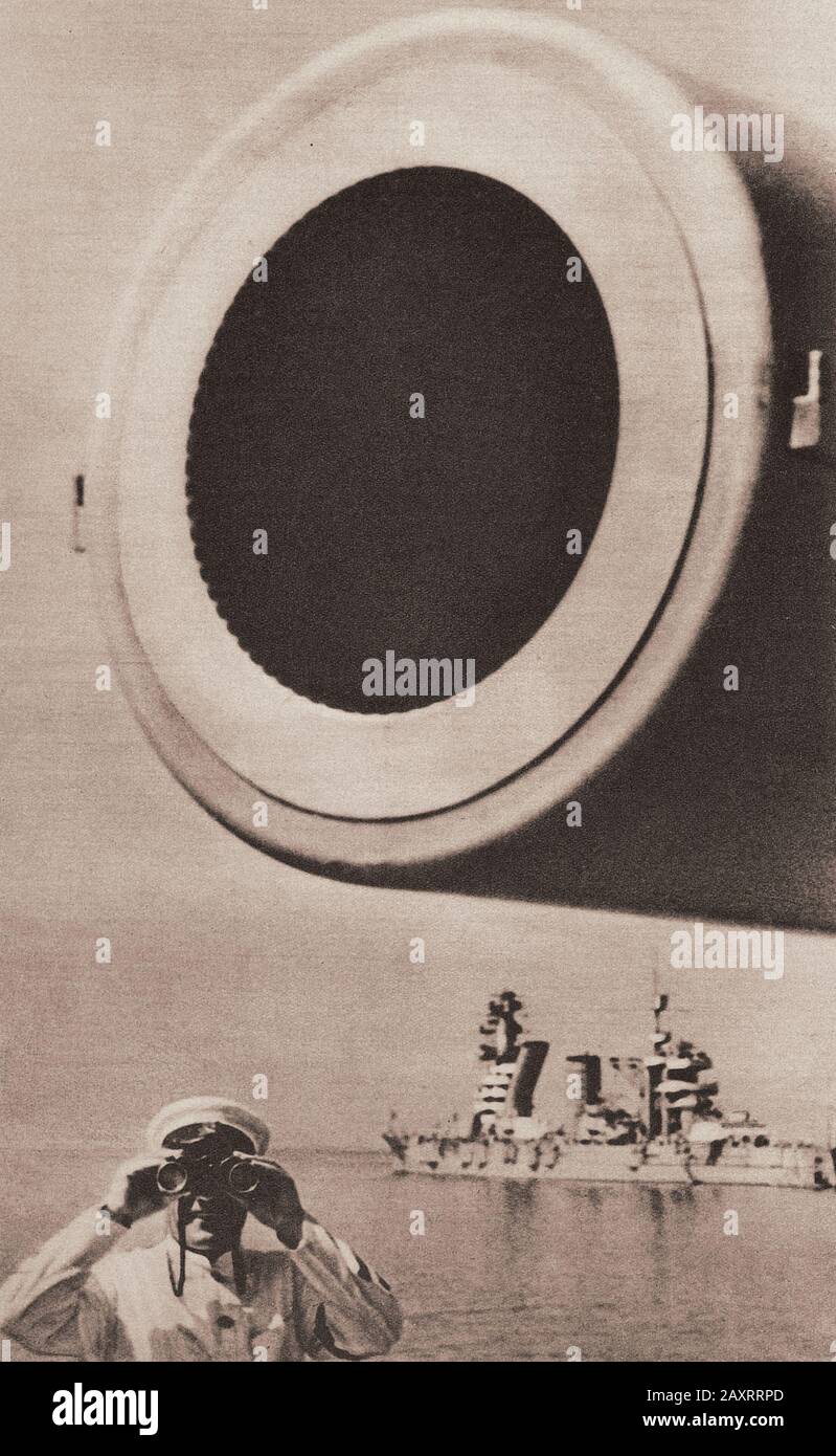 Rote Armee in den 1930er Jahren. Aus dem sowjetischen Propagandabuch von 1937. Sowjetischen Marine auf der Hut vor der sozialistischen Heimat Stockfoto