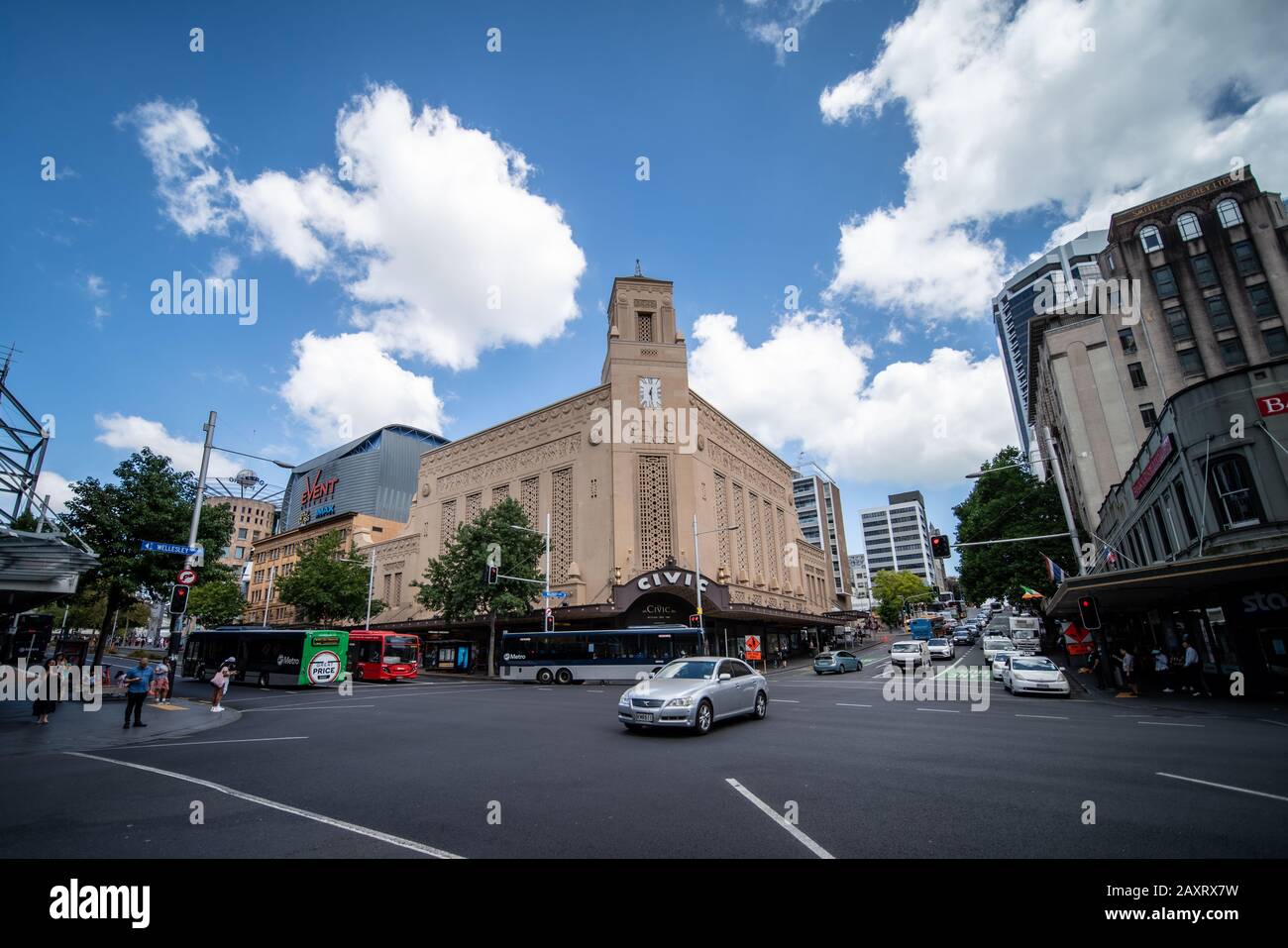 Civic Theatre über der Straße in Auckland, Neuseeland Stockfoto
