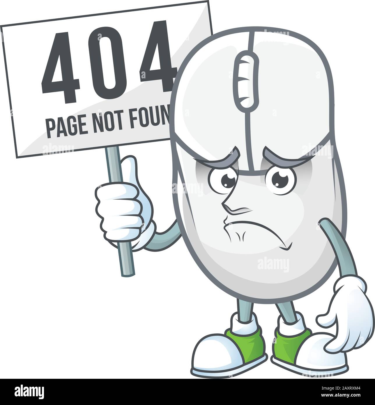 Das Design mit dem Maskottchen im fröhlichen Gesicht in Weiß hob ein Brett auf Stock Vektor