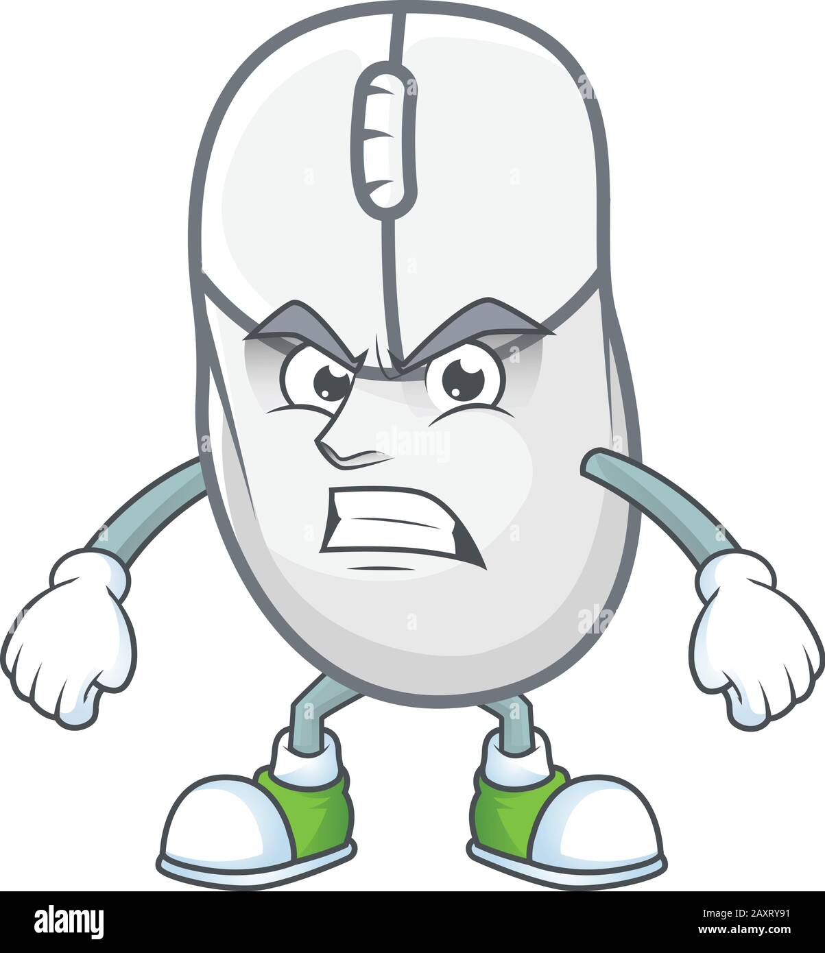 Cartoon-Charakter der weißen Maus mit wütenden Gesicht Stock Vektor