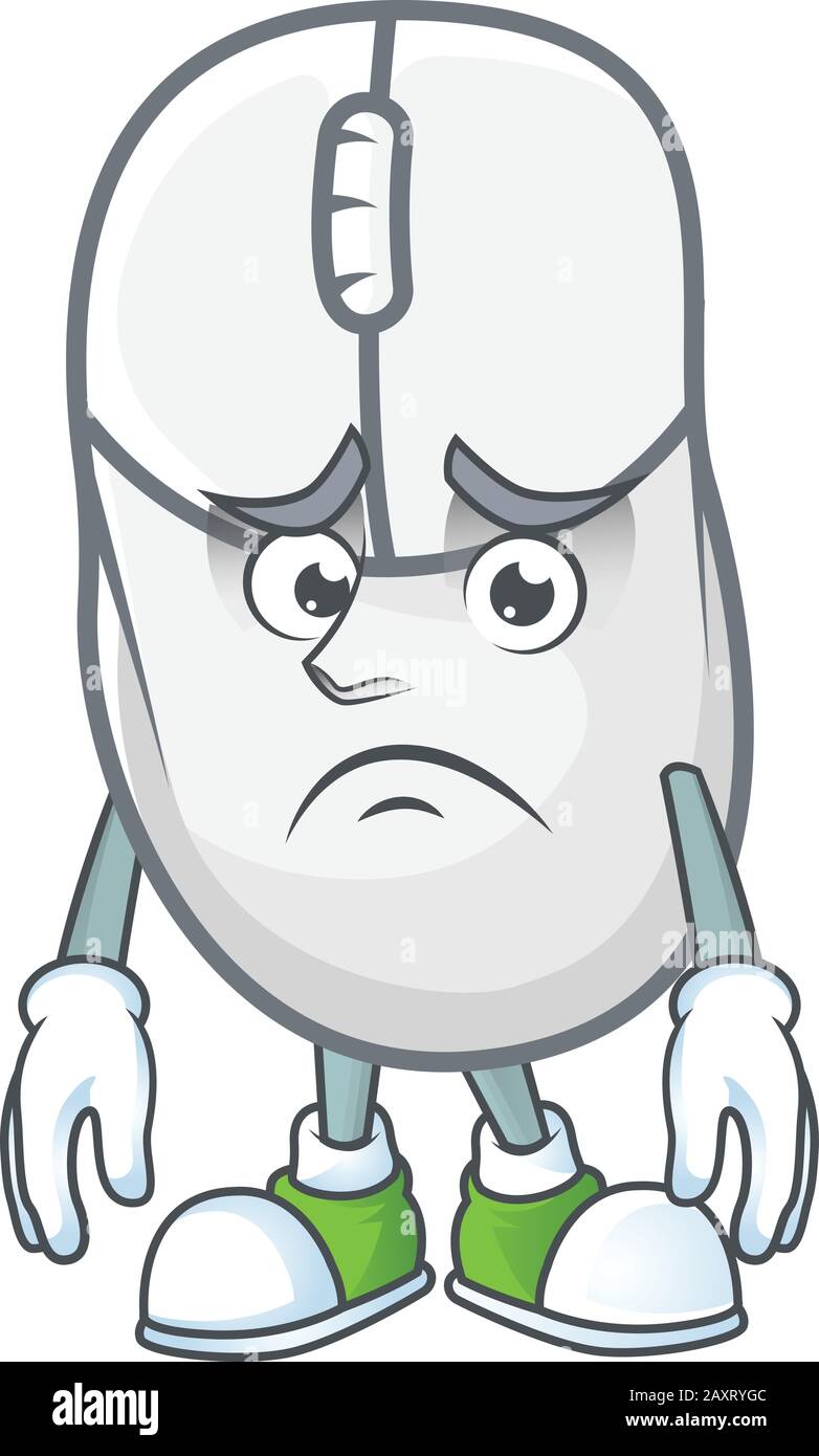 Cartoon-Charakter einer weißen Maus mit einem ängstlichen Gesicht Stock Vektor