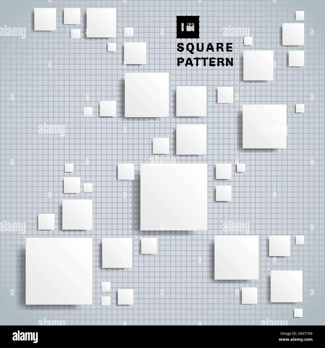 Abstraktes 3D-Muster in realistischer geometrischer Form weißes Muster aus weißem Papier mit Schatten auf Rasterhintergrund und Textur. Vektorgrafiken Stock Vektor