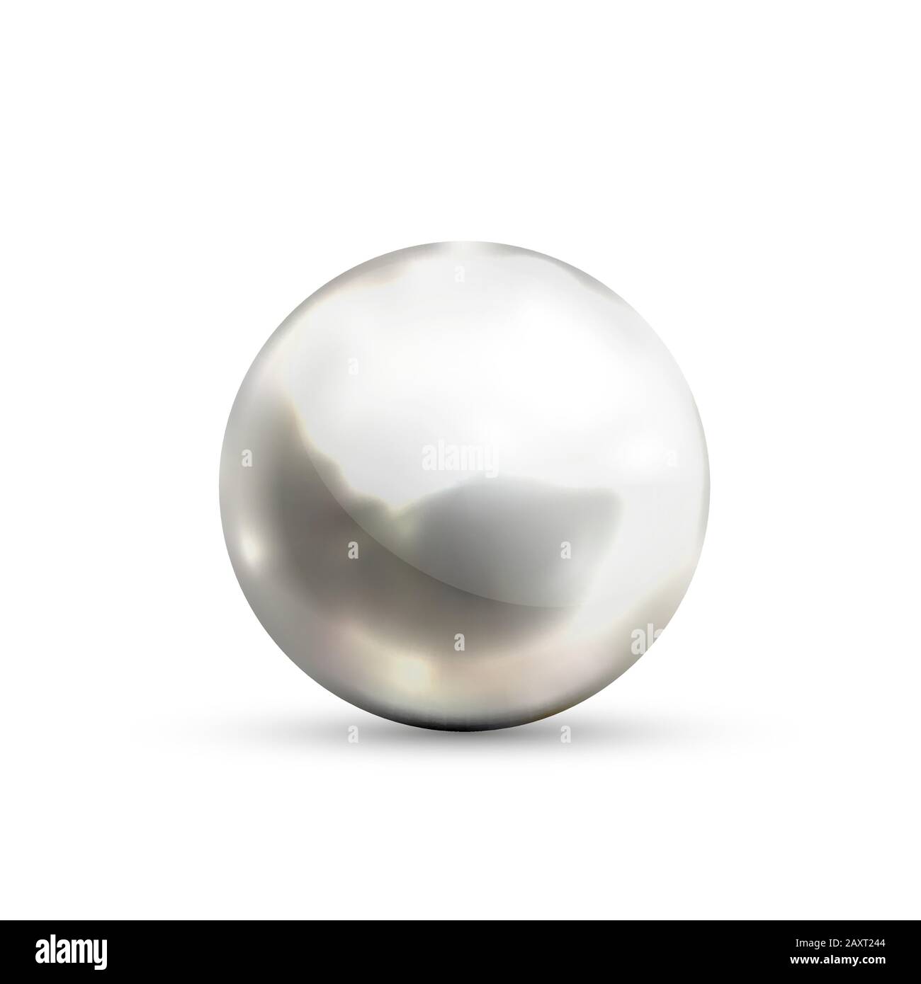 Realistische glänzende Metallkugel mit Glares und Reflexion isoliert auf Weiß Stock Vektor
