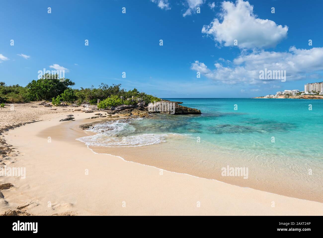 Saint Martin, Die Freundliche Insel der Karibik, Wilder Teil des Mullet Bay Strands auf niederländischer Seite Stockfoto