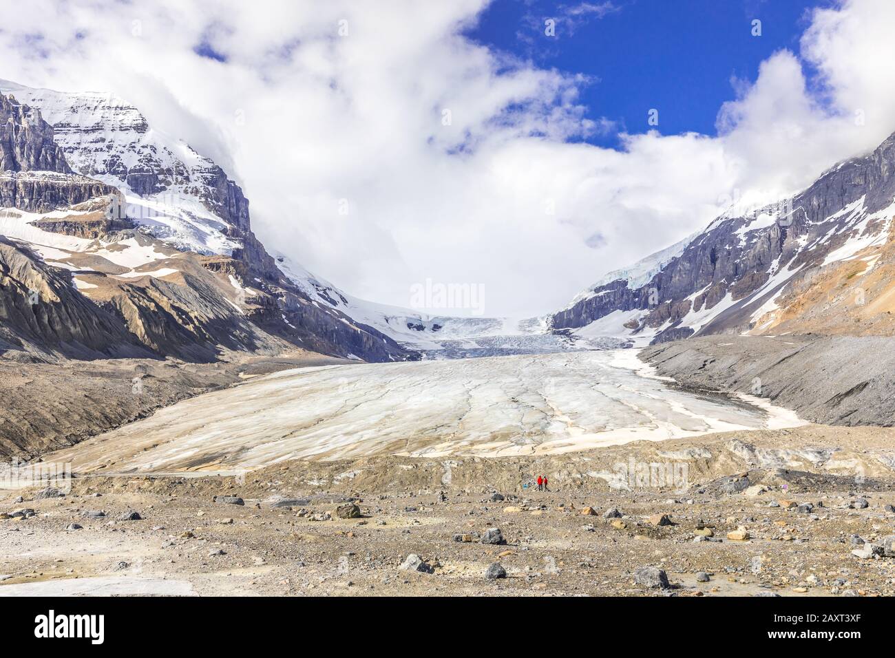 Blick auf den Athabasca-Gletscher am Icefields Parkway, Alberta, Kanada Stockfoto