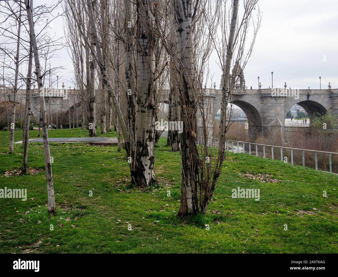 Die Brücke von Toledo wurde im achtzehnten Jahrhundert über den Fluss Manzanares in Madrid gebaut Stockfoto